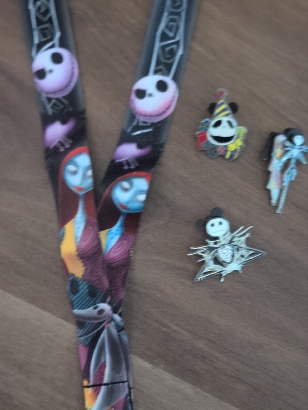 Nightmare Characters Black and Pink Lanyard With Four Pins
